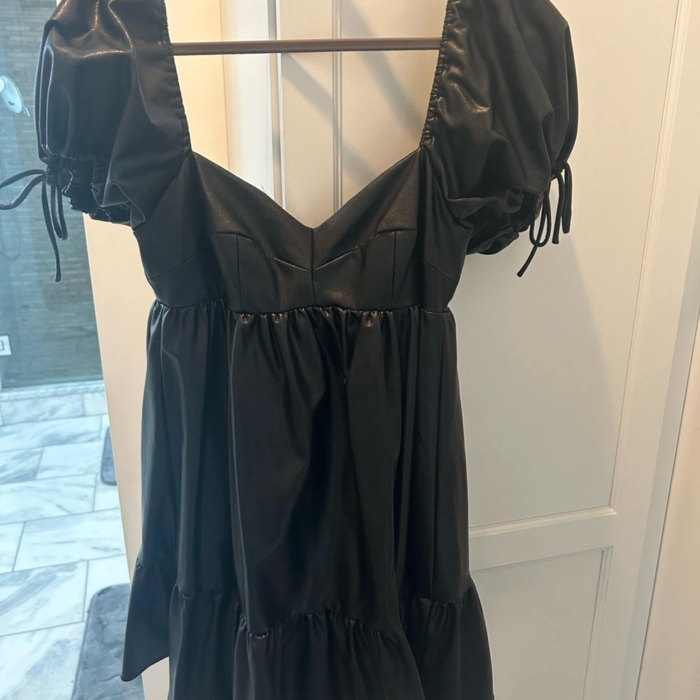 Amanda Uprichard Faux Leather Babydoll Dress